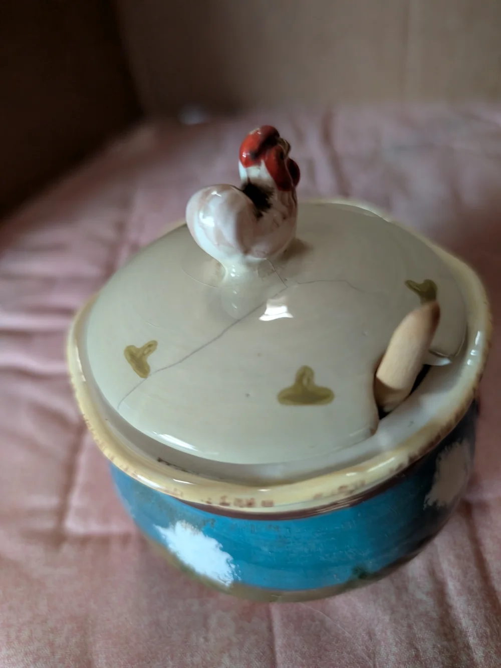Hand-Painted Sugar Jar with Lid - Multicolor